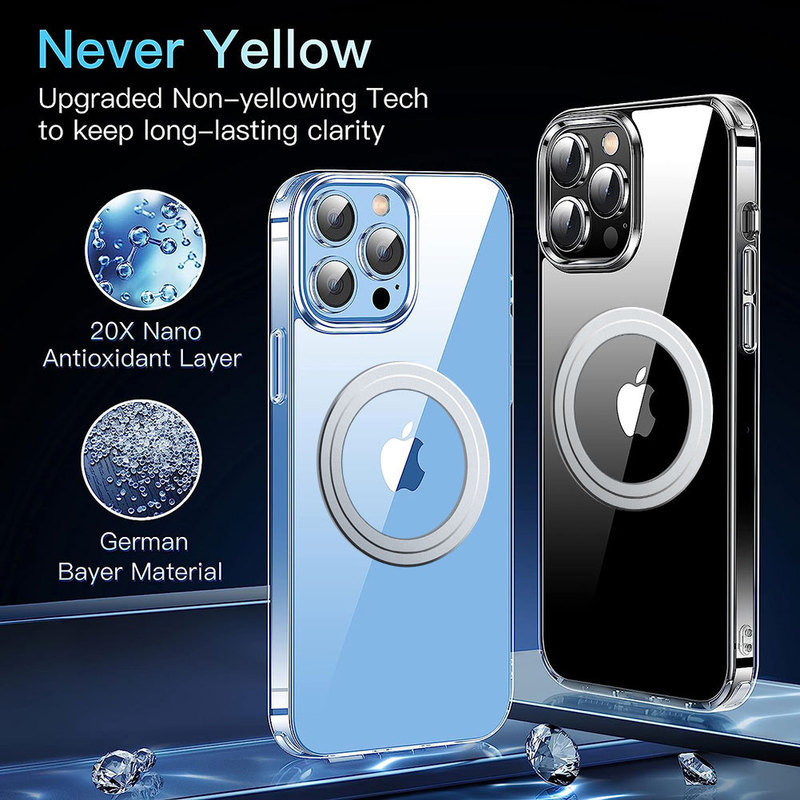 For Apple 16 Transparent Mobile Phone Case iPhone13 Magnetic Wireless Charging 14 Protective Case high quality Drop-resistant 15