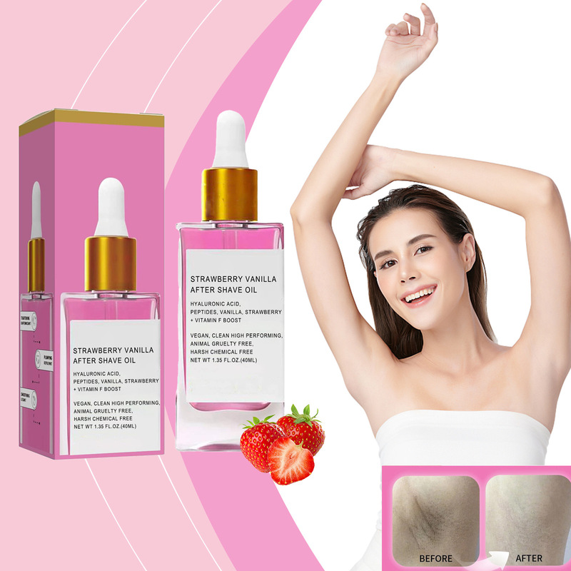 Cross-border explosions strawberry vanilla aftershave oil moisturizing skin deep moisturizing exfoliating soft hair removal after care oil Cross-border explosions strawberry vanilla aftershave oil moisturizing skin deep moisturizing exfoliating soft hair removal after care oil