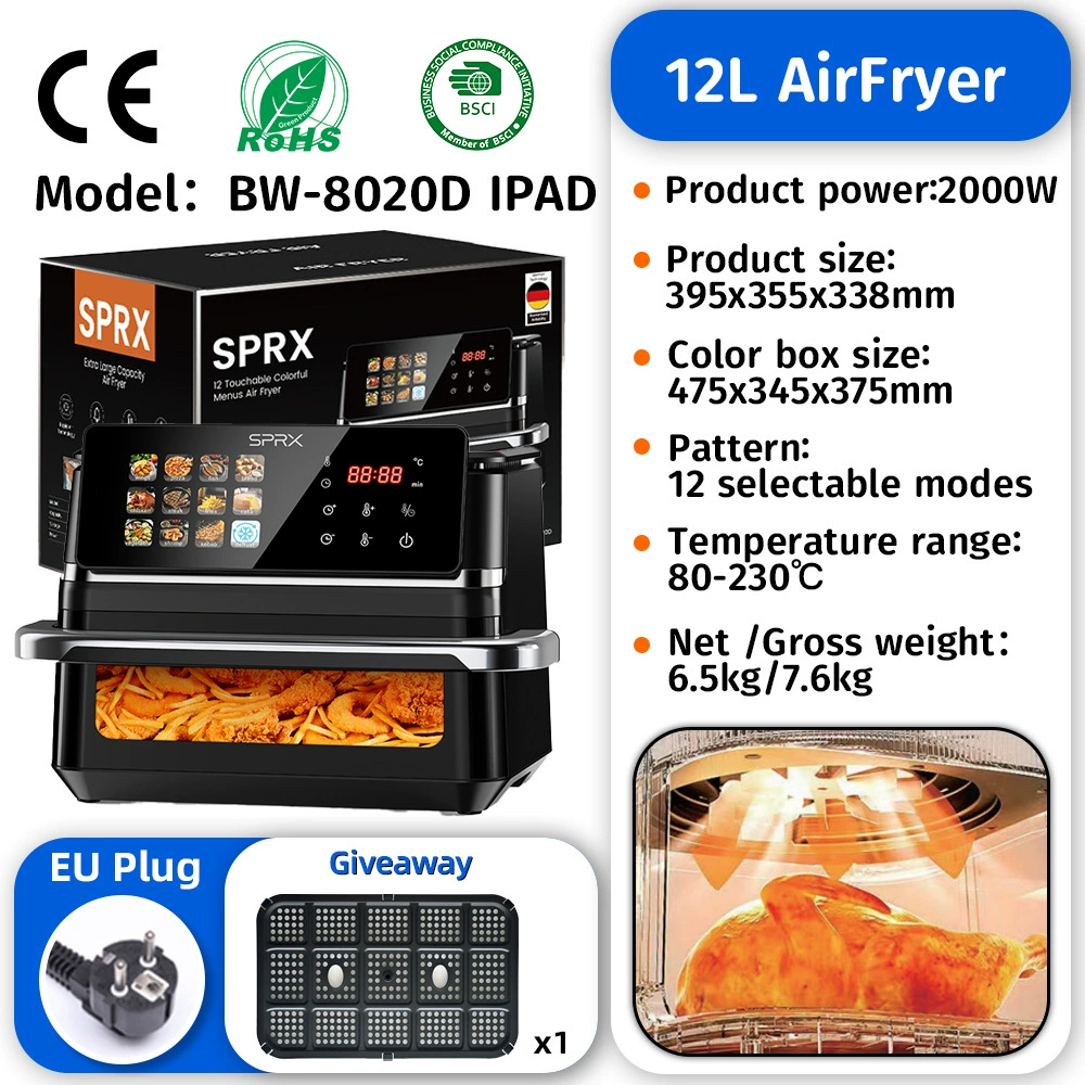 Фритюрник Air Fryer (SPRX) Большой емкости с сенсорными и механическими моделями, 4,5–25 л, нержавеющие варианты