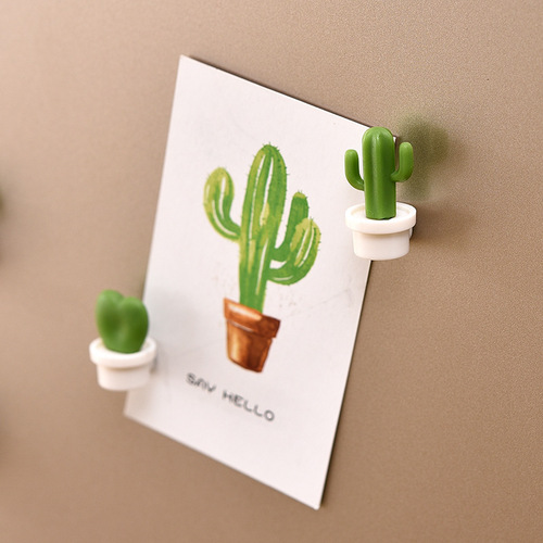 Convenient cactus magnetic message refrigerator stickers green plant potted plant magnetic stickers cactus three-dimensional refrigerator magnetic stickers