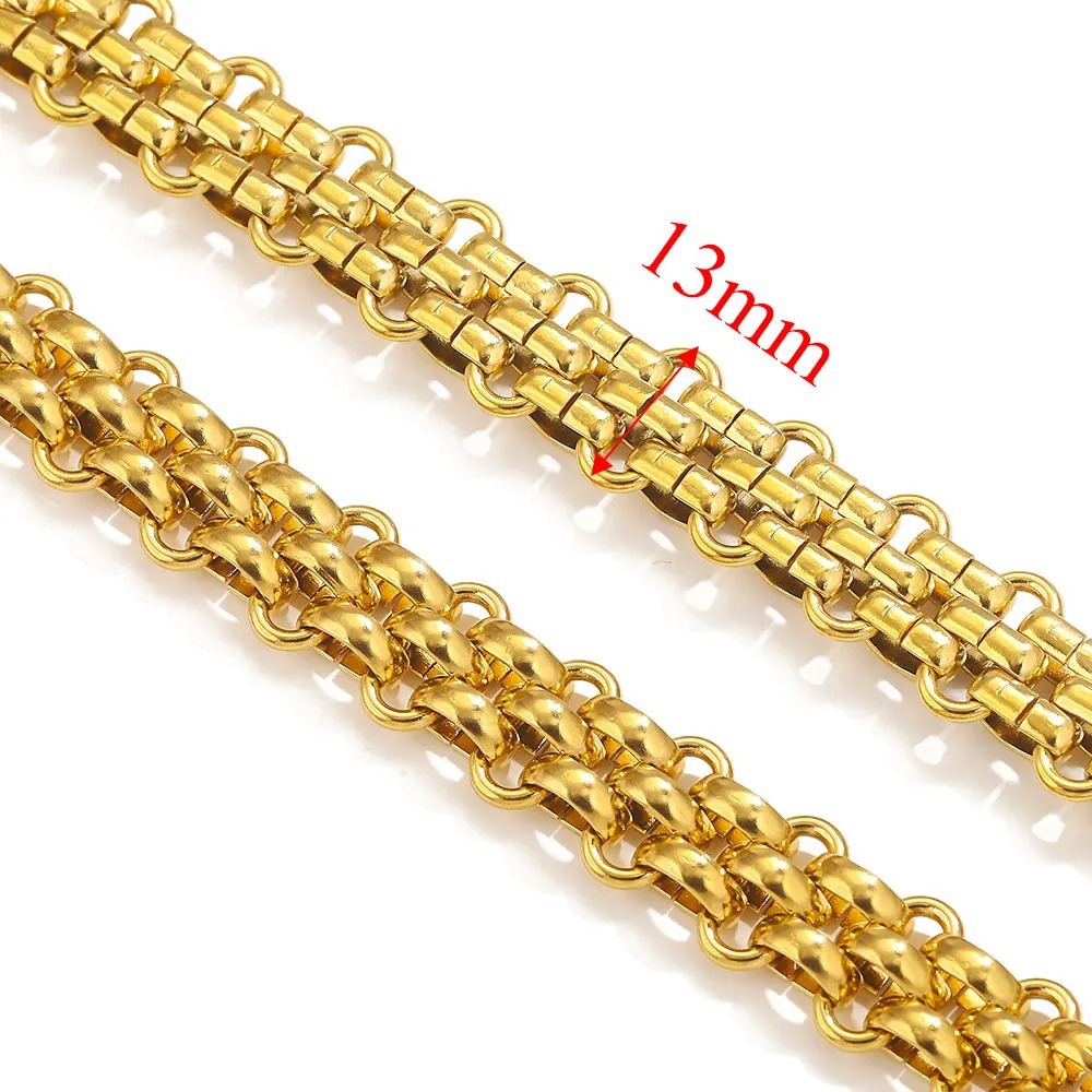 Acero inoxidable Hip Hop Heavy Metal Cadena gruesa grande Acero de titanio DIY Moda europea y americana Cadena semiacabada Cadena de bolso hecha a mano