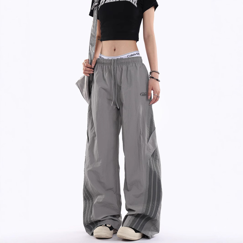 American Striped Sports Cover Pants Men's and Women's Loose Wide Leg Straight Hip-hop Quick-drying Rushers Trendy Casual Pants