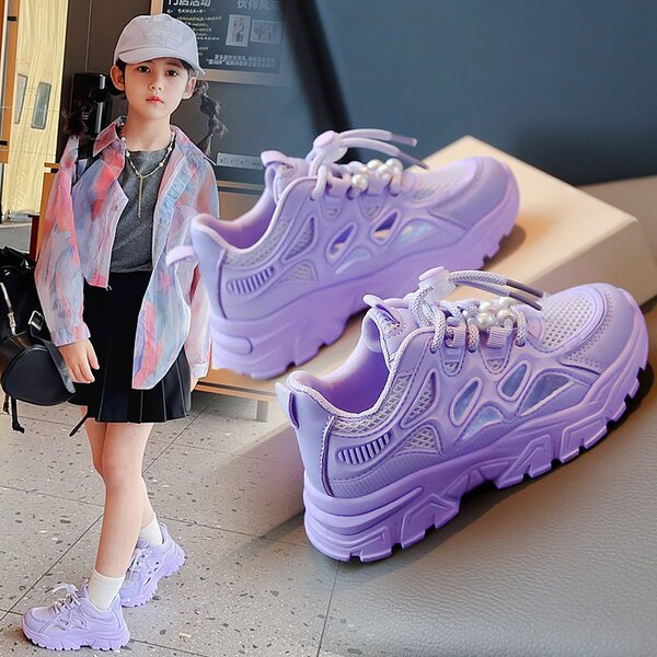 Comfortable children's trend fashionable mesh breathable white…