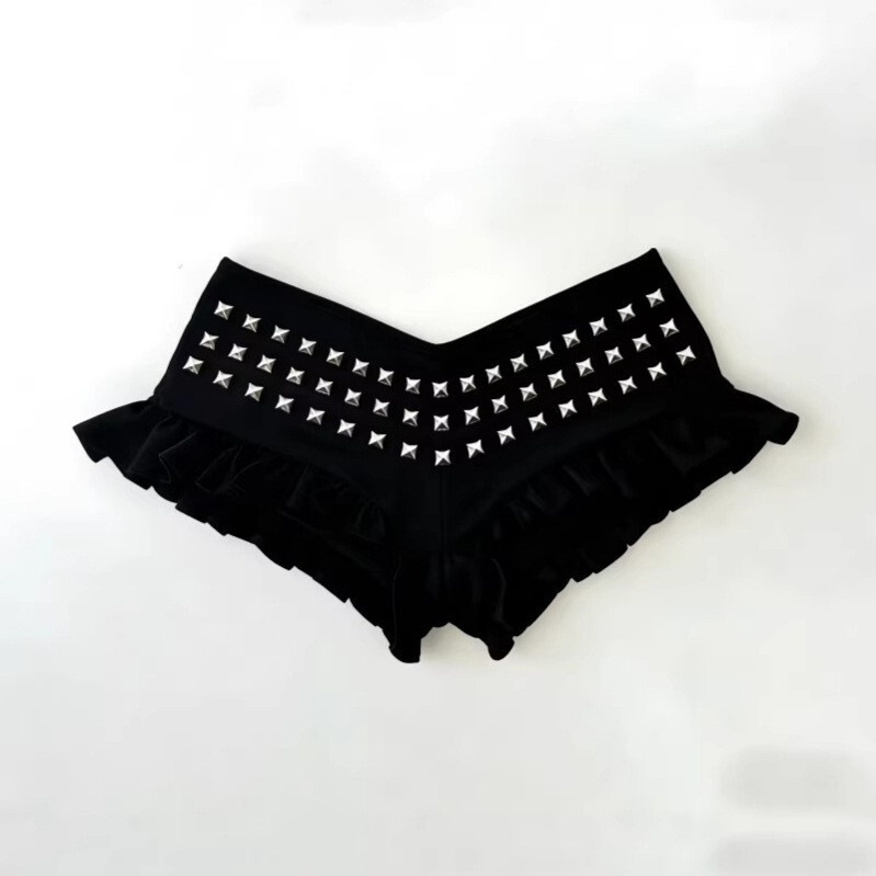 Amazon's New Summer Products, European and American Hot Girls' Sexy Design Metal Accessories Y2K Daily Retro Striped Shorts
