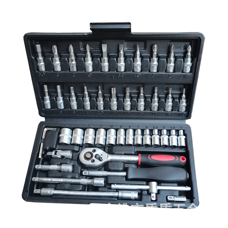 빨간색 검은 색 녹색 및 파란색 상자 46 개의 세트 소켓 렌치 빠른 작은 비행 자동차 수리 도매 수리 래칫 드라이버 도구