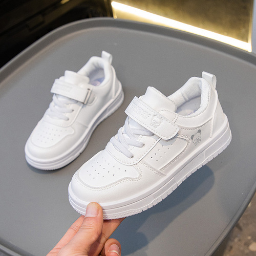 Children's White Shoes 2025 Spring and Autumn New Mesh Breathable Boys' White Sports Shoes Girls' Casual Board Shoes Trendy