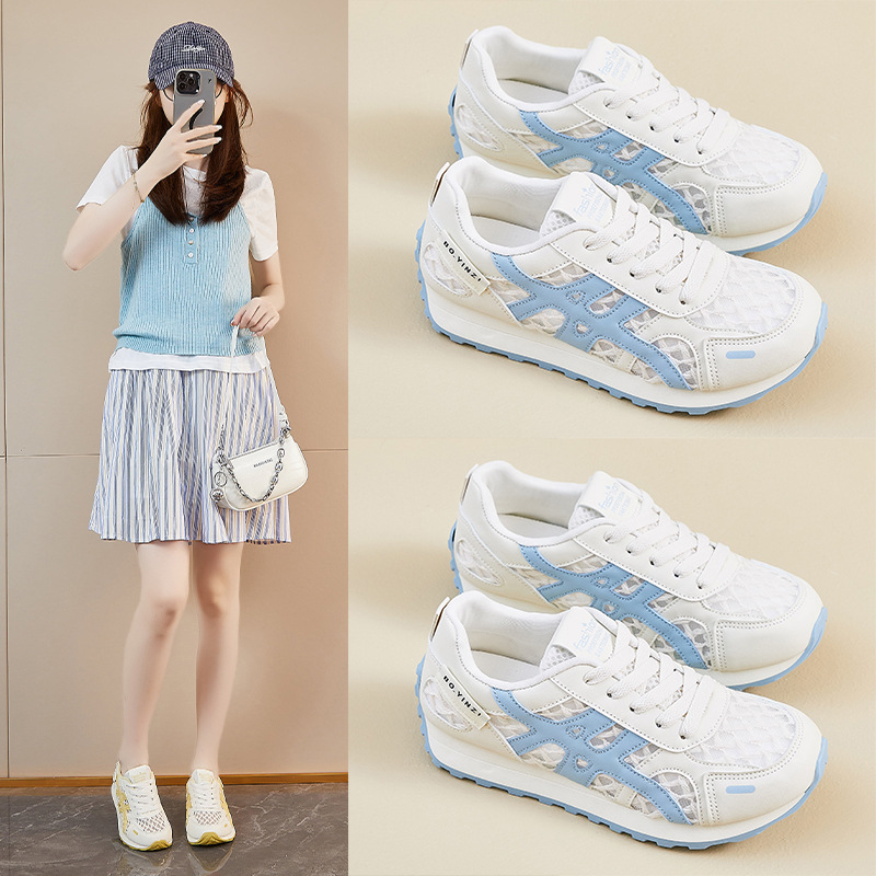 Dexun Little White Shoes Mujer Mesh Transpirable 2025 Verano Nuevo todo fósforo Super Fire Forrest Shoes Casual Single Net Running Shoes