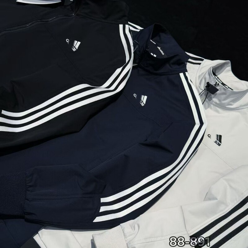 Cross-Border Spring New Adidas Jacket for Men, Casual Sports Stand Collar, Loose Fit, Embroidered, Couple's Three Stripes 595-21