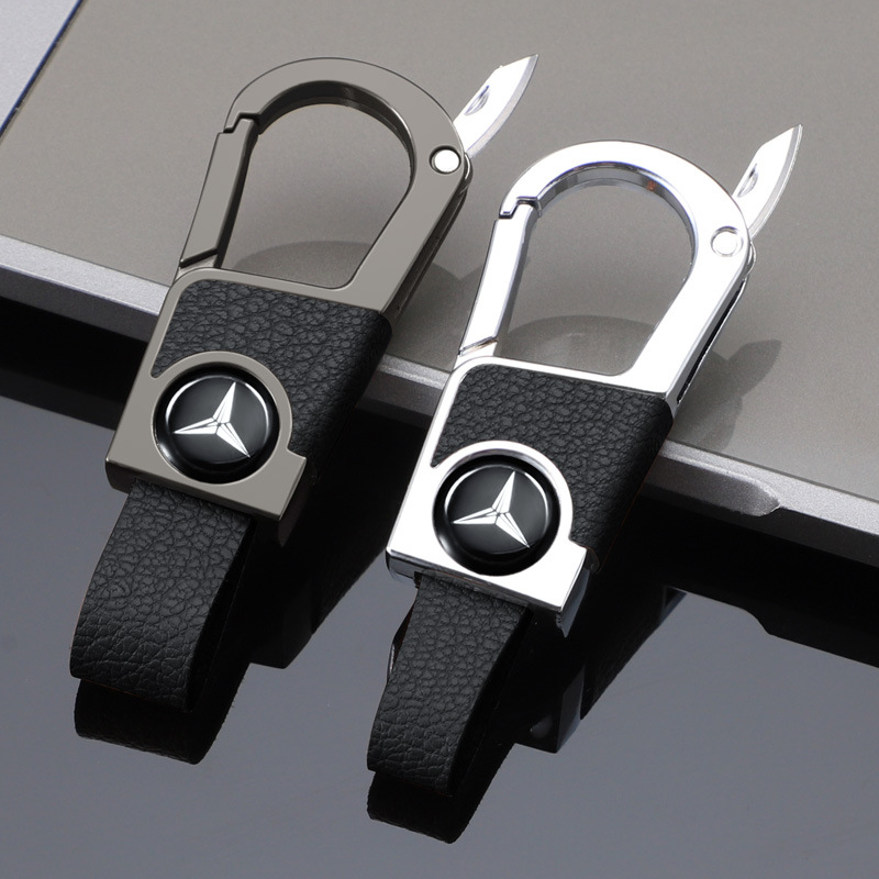 Llavero de coche de alta gama para hombre, cinturón doble, llave de coche gruesa, resistente al desgaste y resistente a los arañazos, colgante de llavero de cuero exquisito