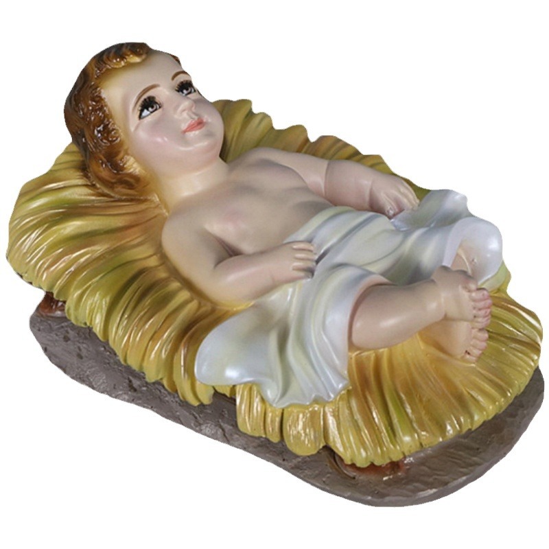 Transfronterizo 30cm Navidad pesebre decoración resina Santa iglesia TV gabinete escultura de escritorio artesanía