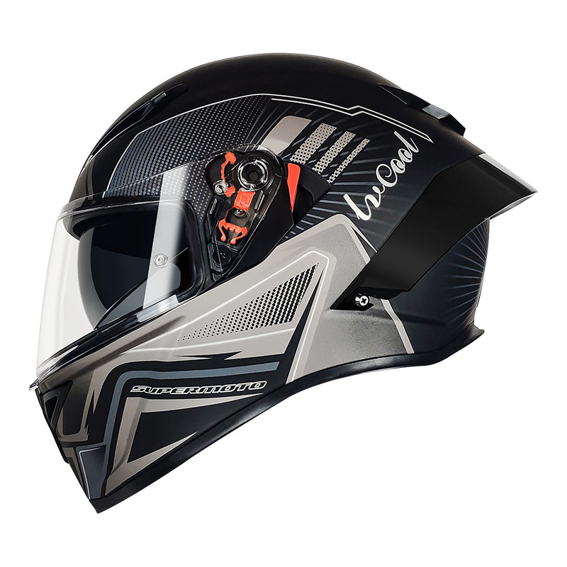 Casco de motocicleta certificado 3c casco de hombre motocicleta casco completo para hombres y mujeres cuatro estaciones casco universal de doble lente nuevo estándar nacional