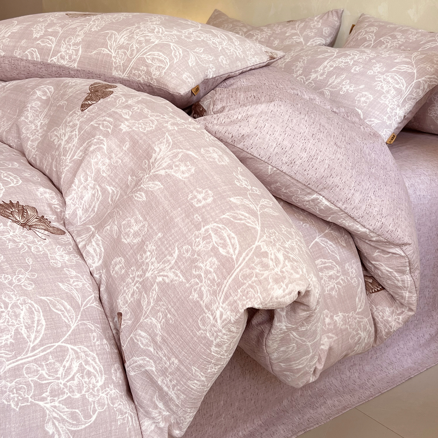 Nuevo algodón de alto peso, lino de cuatro piezas, ropa de cama desnuda para dormir, sábanas gruesas, cubierta de colchón de tres piezas