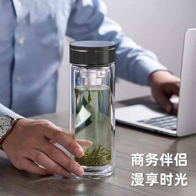 新款玻璃杯透明单层水杯高硼硅大容量时尚茶杯双层玻璃杯子