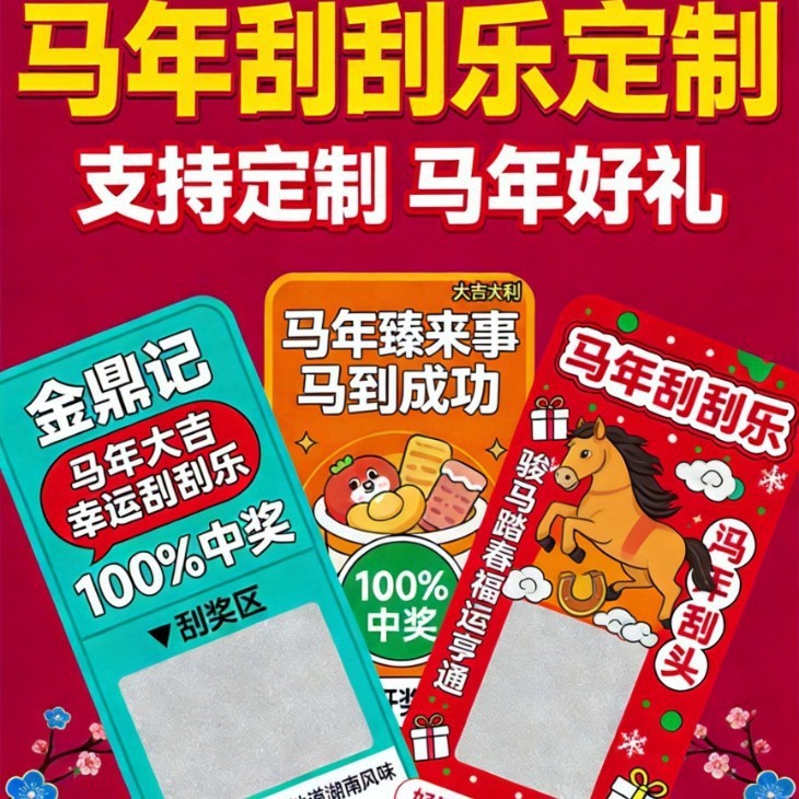 厂家定制各类diy刮刮卡一卡一码抽奖券彩票刮刮乐好评奖励刮刮卡