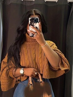 B 38421 Short Loose Fashion Sweater Top ���ɕr�ж̿�ë��