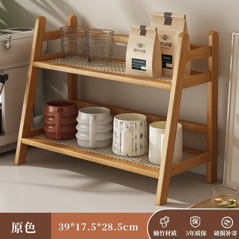 Ins estante de tela de caña color crema estilo medieval doble escritorio dormitorio oficina cocina estante de tazas acabado