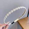 Headband from pearl for bride, woven hair accessory handmade, retro hairpins with bow, internet celebrity, simple and elegant design