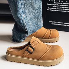 男鞋复古绒面外穿包头半拖鞋春夏季新款青少年潮流一脚蹬勃肯拖鞋