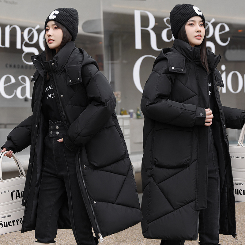 Winter fashionable removable long down jacket