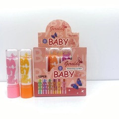 流行時尚跨境蝴蝶變色潤唇膏baby透明管（實心管）12支1盒變色口