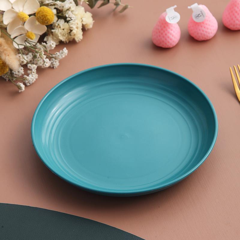 小麦わらプレート 家庭用食器 高級感プラスチックフルーツプレート 大型丸皿 サラダ・デザート・スナックプレート|undefined