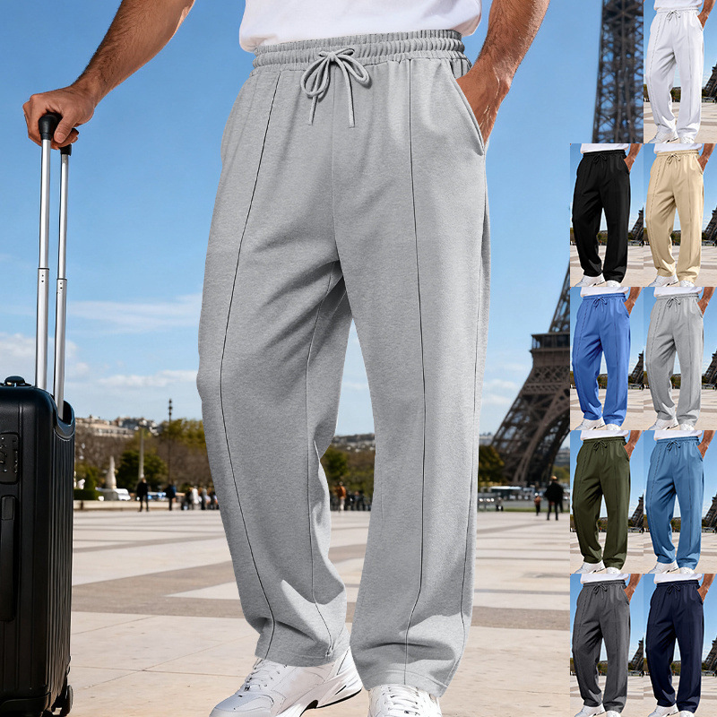 Amazon Cross-Border European and American Plus-Size Men's Pants, Four-Season Casual Sports Business Jogging Loose Straight-Leg Long Pants for Men