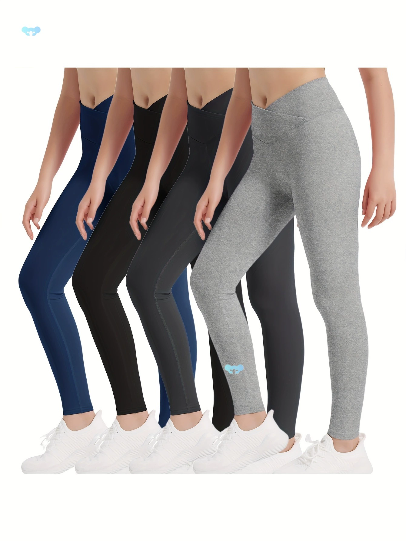 Спортивные леггинсы для девочек с карманами, 4 упаковки, для детей-подростков, трансграничные