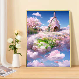 宫崎骏的梦幻世界丙烯DIY数字油画填充画画填色丙烯挂画