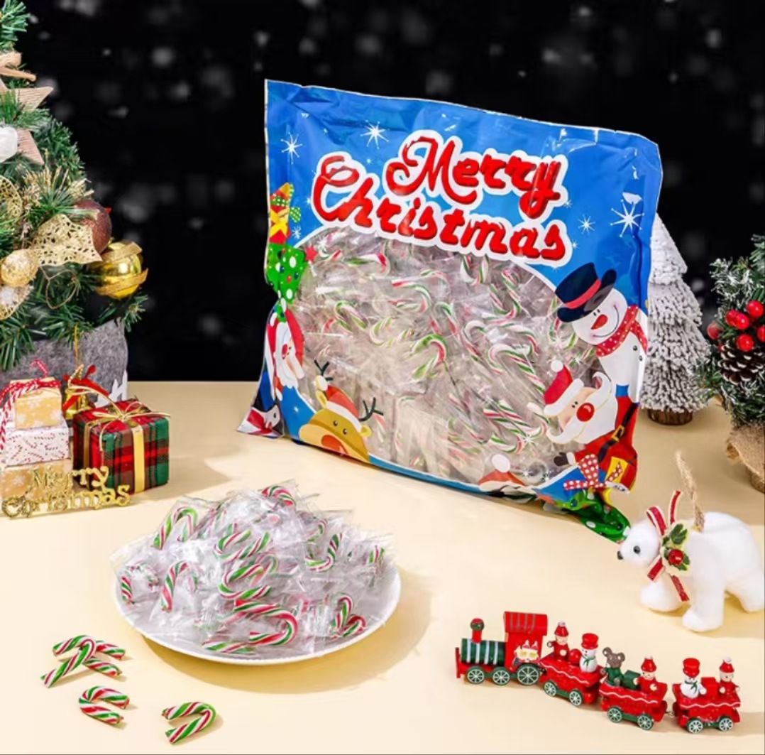 500g 크리스마스 레드, 그린, 화이트 사탕수수 [약 90개입] 봉지