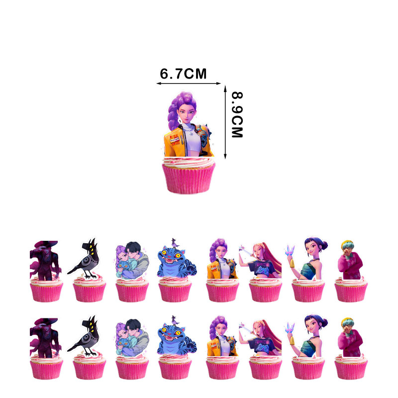 猎魔女团主题生日派对装饰用品KPOP女团拉旗蛋糕插牌气球螺旋吊饰|undefined