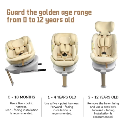 Child Safety Seat for Car Use, 360-Degree Rotating Space Capsule, Isofix, 0-12 Years Old, Isize Car Seat