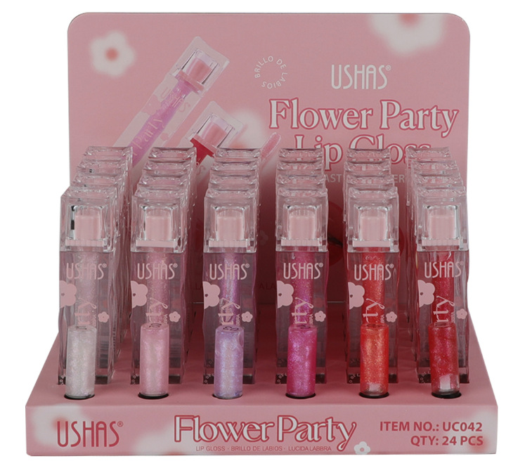(caja de exhibición) USHAS explotador transfronterizo labios de aumento de la piel, brillo labial hidratante duradero, esmalte labial transparente, caja completa de miel labial