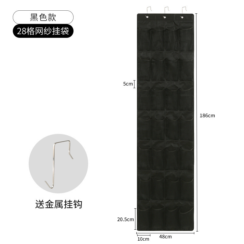 후크 3개, 검정색 28칸 수납 걸이 가방 186-48cm