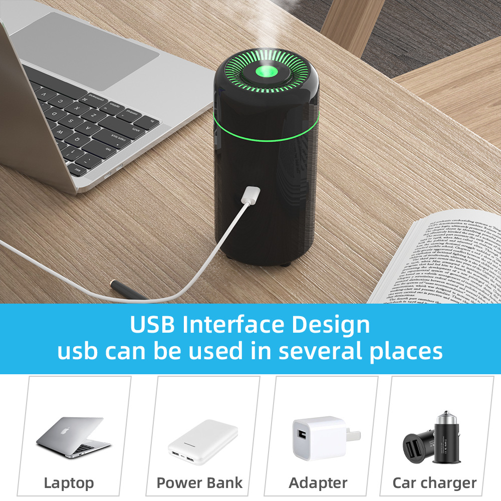 Amazon nuevo mini coche aromaterapia spray gran volumen niebla coche humidificador USB coche aromaterapia máquina colorido