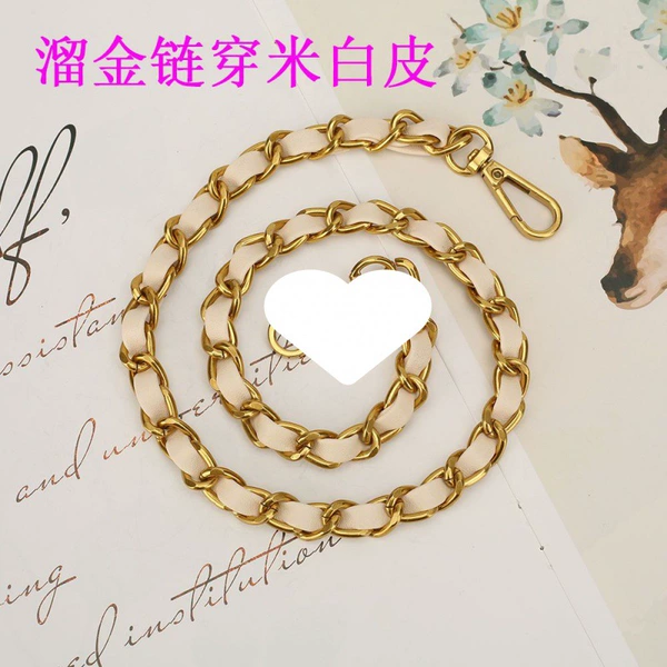 Gold chains with beige leather