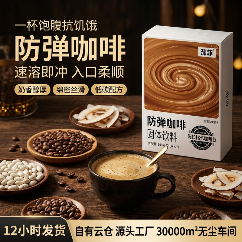 Bulletproof Coffee OEM Customized TikTok Bestseller Arabica Coffee Bean Version Fitness Meal Replacement Instant Coffee