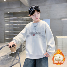 男童冬款加绒卫衣2025新款中大童潮酷字母印花款休闲上衣长袖卫衣