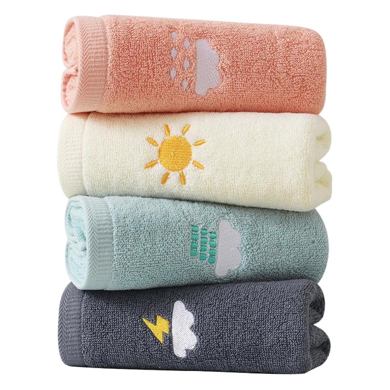 Pure cotton towel Net Red Weather face towel embroidered cute soft absorbent baby children's towel wholesale