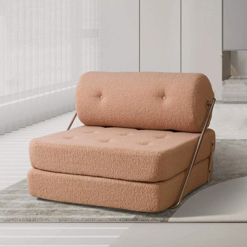 Foldable Sofa Bed for Home Use, Lazy Sofa for Bedroom, Tofu Block Style, Single Person, Can Recline and Sit