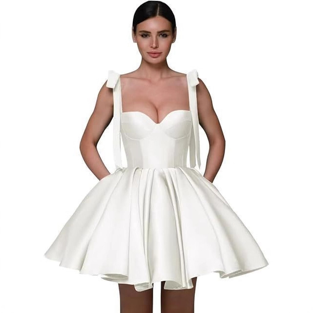 European and American Style Spaghetti Strap Tube Top Short Evening Dress for Women 2026 New Model Aliexpress Amazon Banquet Party Prom Dress