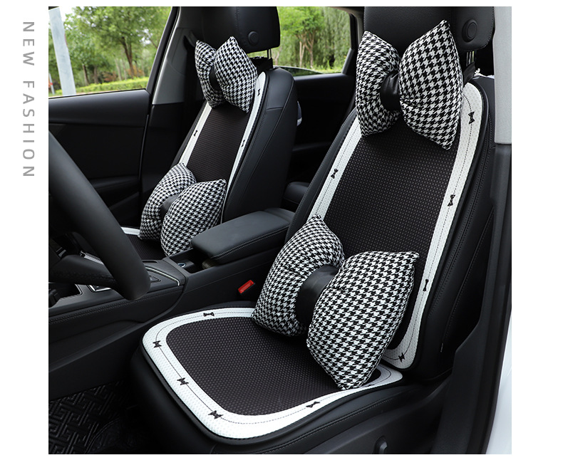 Summer Ice Silk Car Seat Cushion, High-End Bow Car Summer Cool Breathable Seat Cushion, Simple Car Seat Cushion