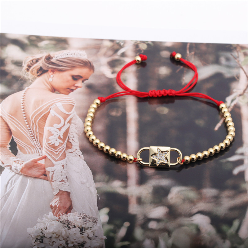 Bracelet Ajustable De Chaîne Rouge De Perles De Cuivre D&#39;étoile De Zircon display picture 8