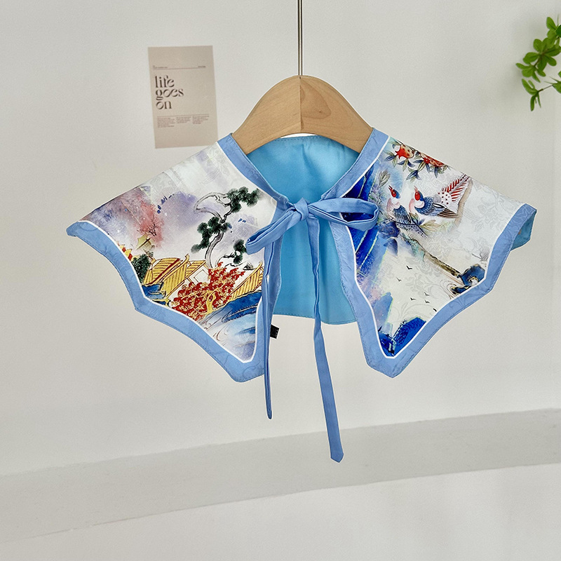 Cuello falso para niños, cuello falso de todo fósforo, cuello de hoja de loto, chal pequeño, cordones de alta calidad, chaleco pequeño de doble capa, bufanda de nube