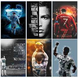 球星C罗RonaldoCR7海报无框跨境希音TIKTOK装饰帆布画芯网红装饰