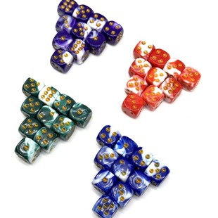 in stock straight hair 12 rounded two-color points dice six-sided color D6 color teaching cross-border foreign trade game dice