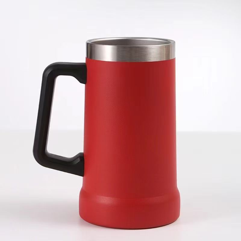Insulated Stainless Steel Beer Mug With Handle, Large Capacity_voghion.com