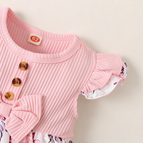 Ins-style Amazon infant and toddler spring and summer bestseller girl baby sleeveless floral print triangle rash guard dress