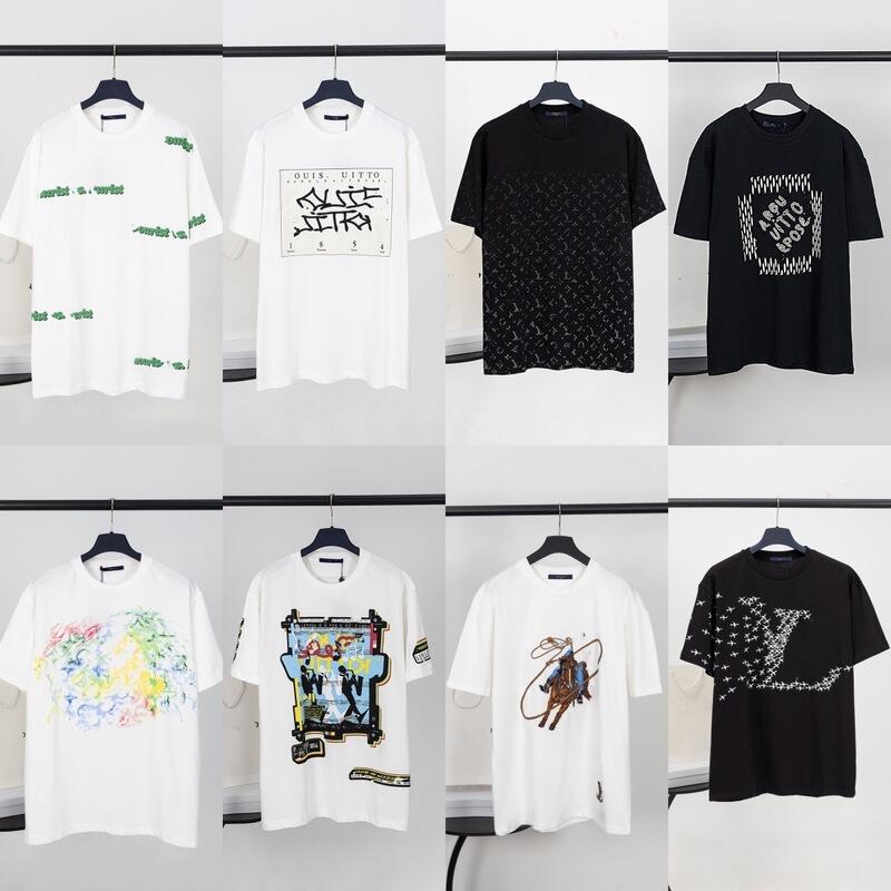 Cross-Border Lujia T-Shirt 2025 Summer New Style Letter Rhinestone Logo Print Casual Loose-Fitting Unisex Couple Short-Sleeve Cross-Border Lujia T-Shirt 2025 Summer New Style Letter Rhinestone Logo Print Casual Loose-Fitting Unisex Couple Short-Sleeve