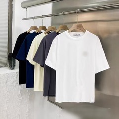 2025 外国貿易ラウンドネック純綿チューブ約男女同型刺繍多用途ルーズ半袖カジュアル Tシャツカップルトップ