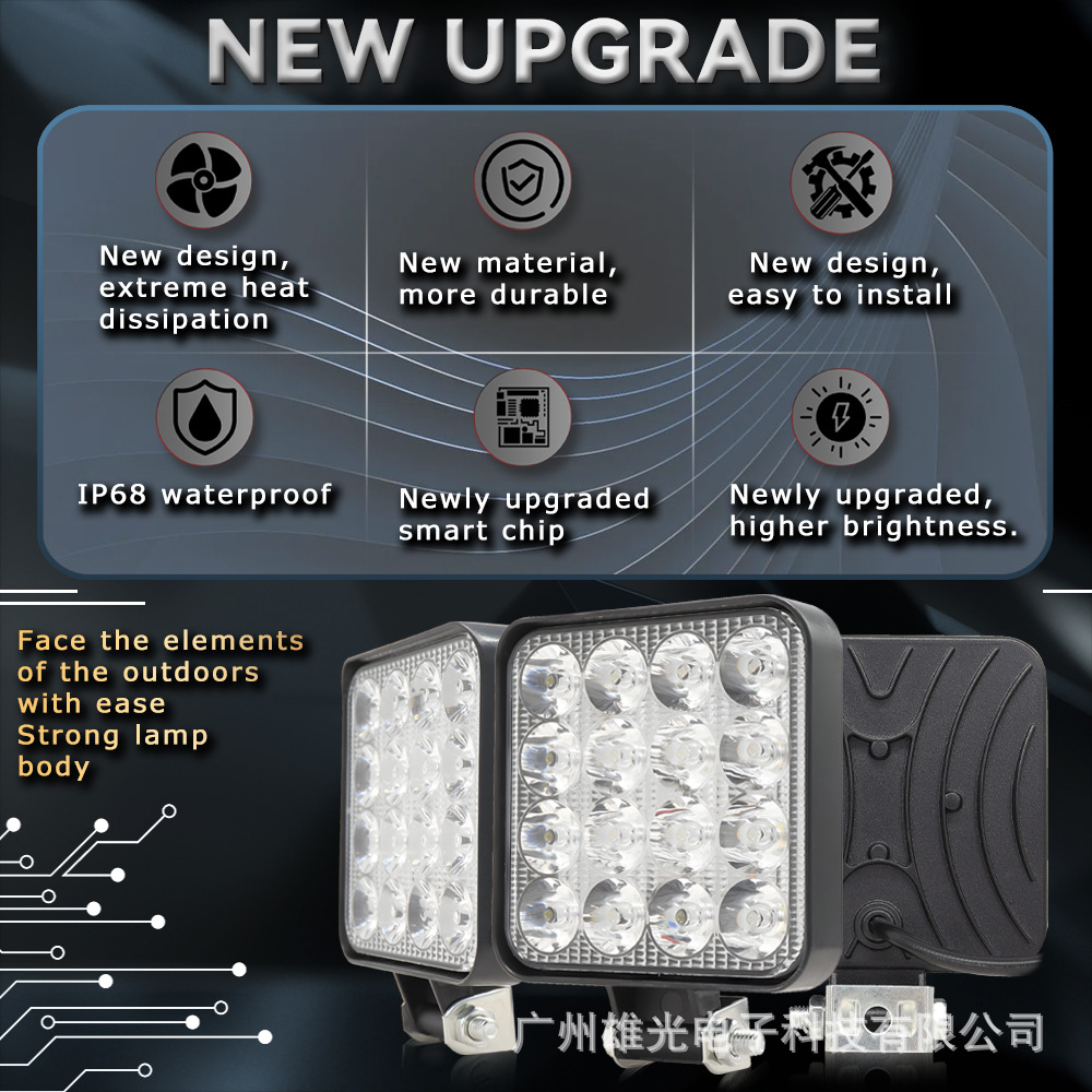 Factory wholesale car led headlight mini square external spotlight electric car headlight spotlight inspection lamp